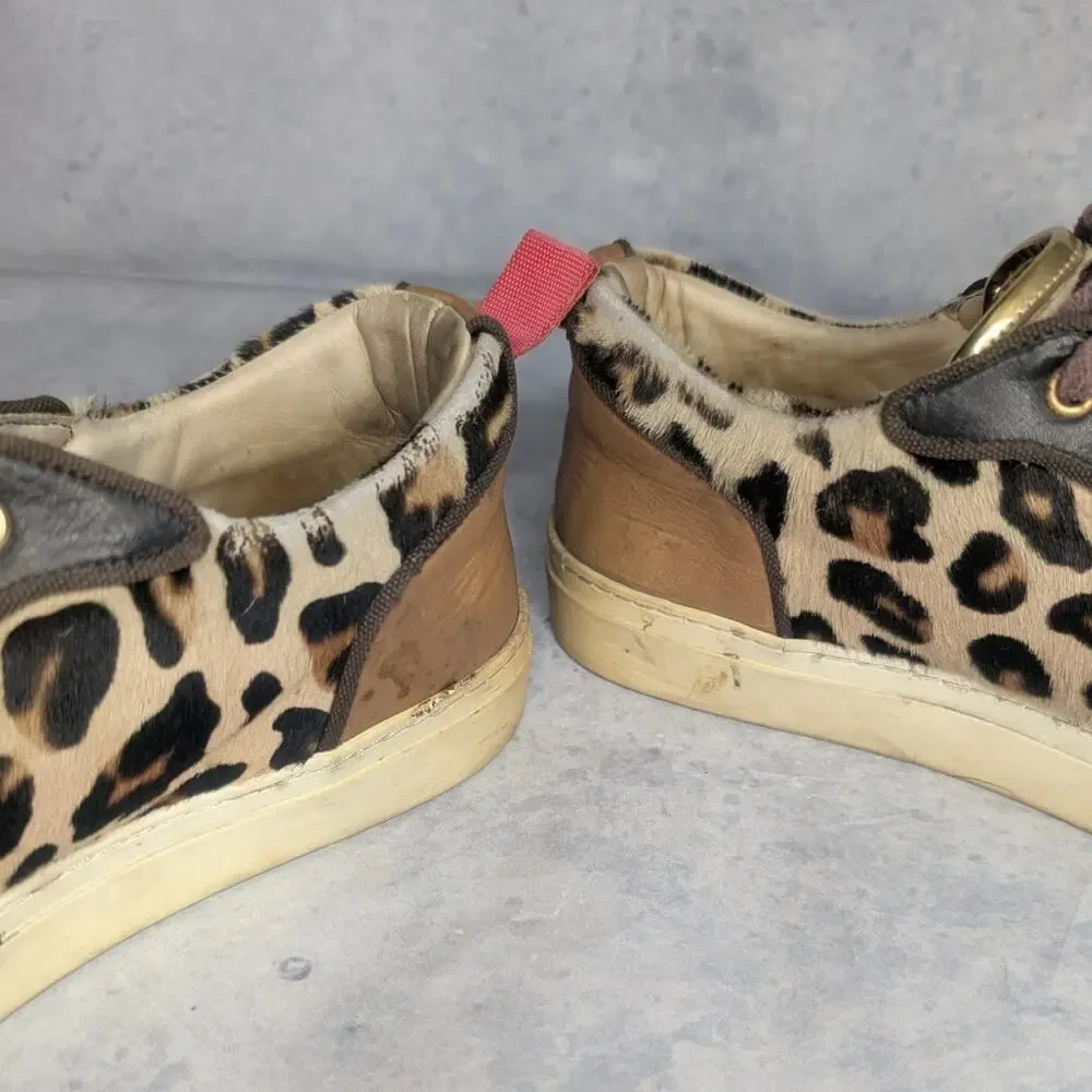 Ron Tomson Men's Punk Rocker Spiked Low-Top Sneaker in Leopard Print, Size 10.5